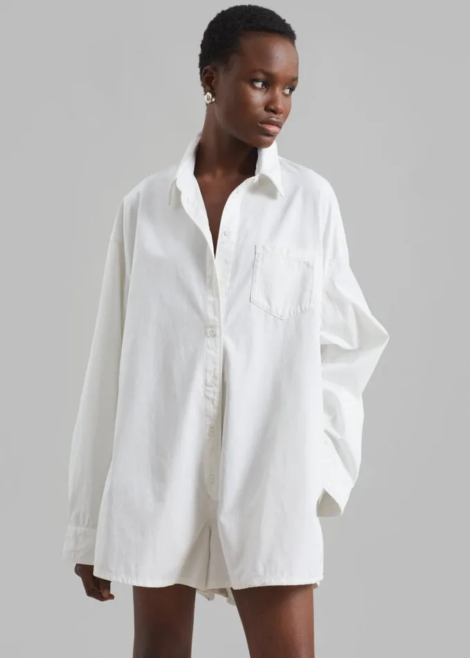 Clothing Women The Frankie Shop Wren Denim Romper 8211 White