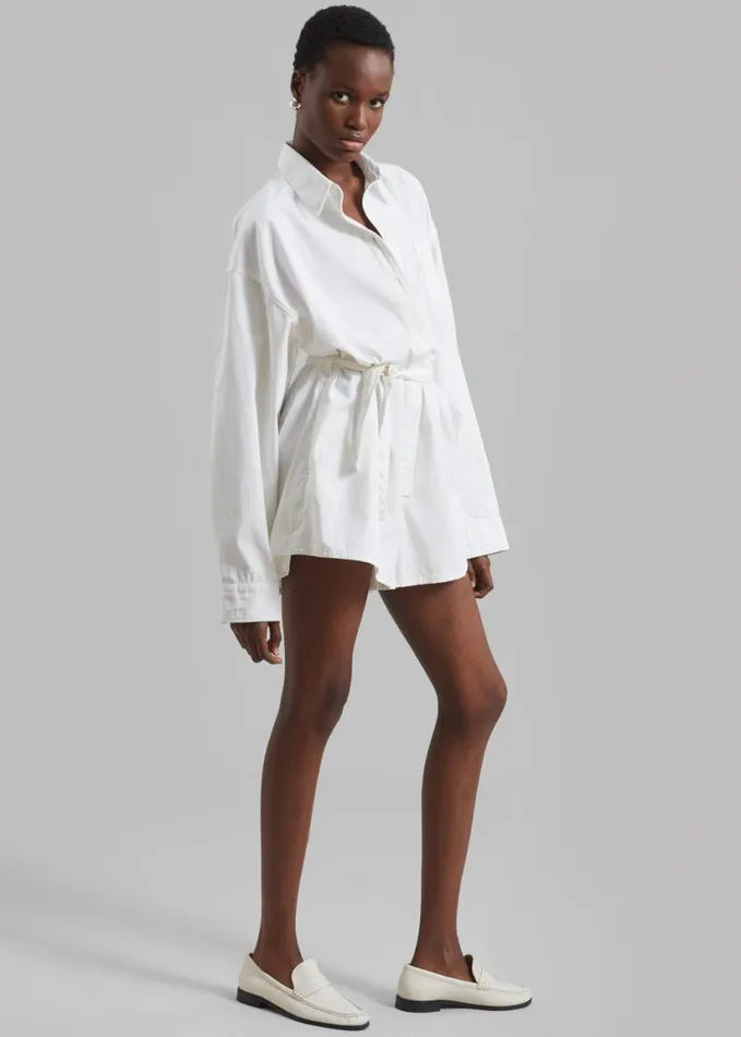 Clothing Women The Frankie Shop Wren Denim Romper 8211 White