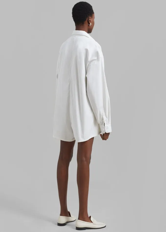 Clothing Women The Frankie Shop Wren Denim Romper 8211 White