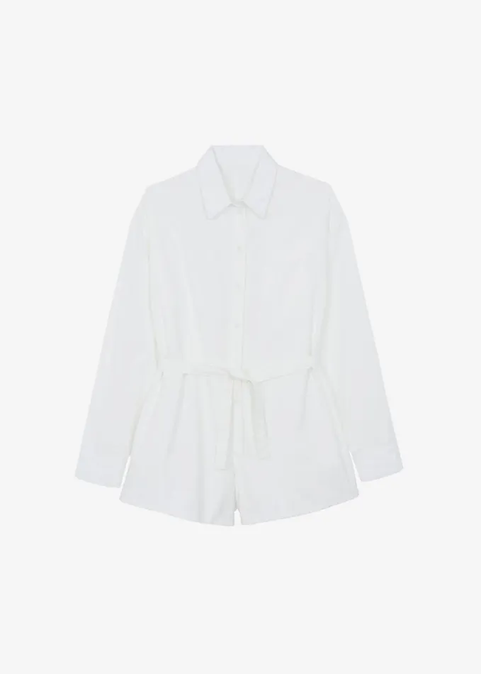 Clothing Women The Frankie Shop Wren Denim Romper 8211 White