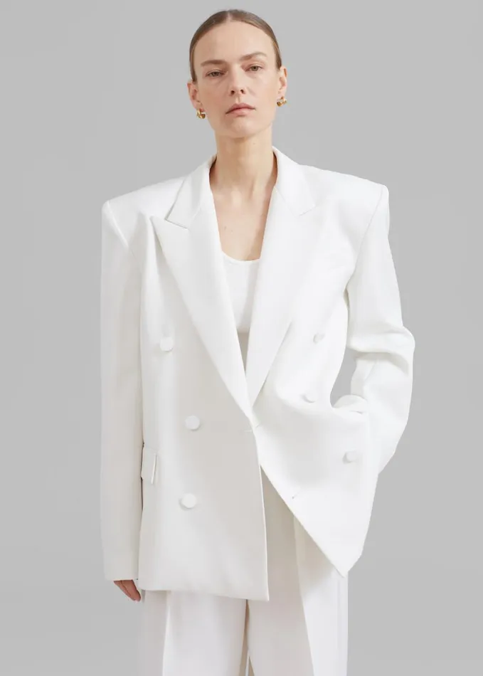 Clothing Women The Frankie Shop Zia Covered Buttons Blazer 8211 White