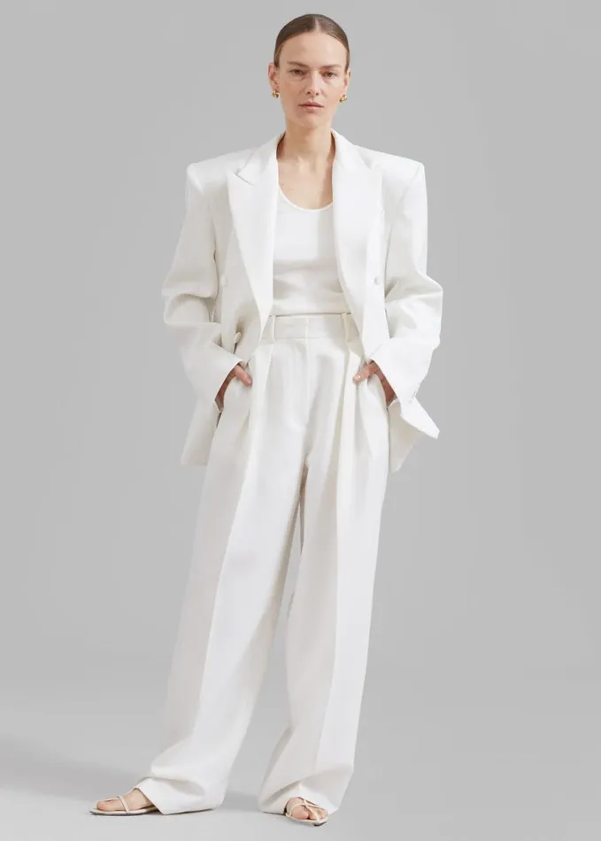 Clothing Women The Frankie Shop Zia Covered Buttons Blazer 8211 White