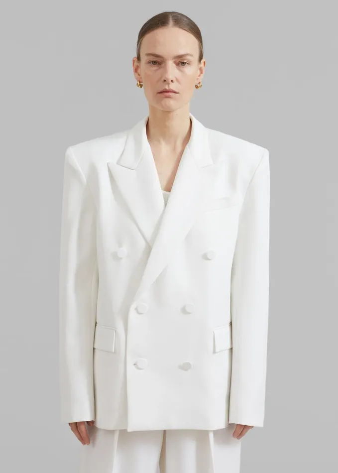 Clothing Women The Frankie Shop Zia Covered Buttons Blazer 8211 White