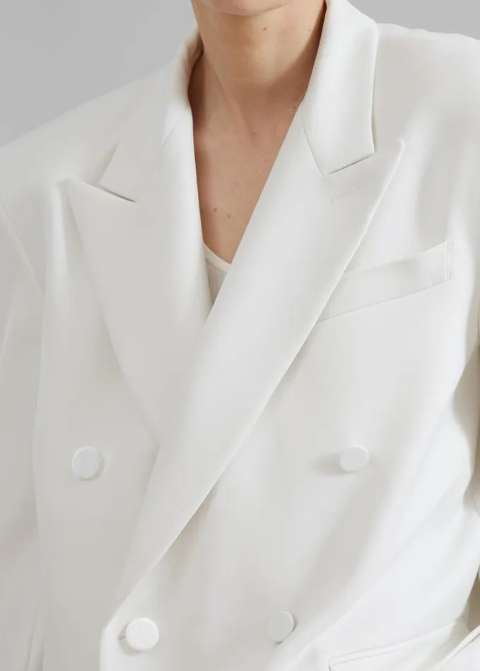 Clothing Women The Frankie Shop Zia Covered Buttons Blazer 8211 White