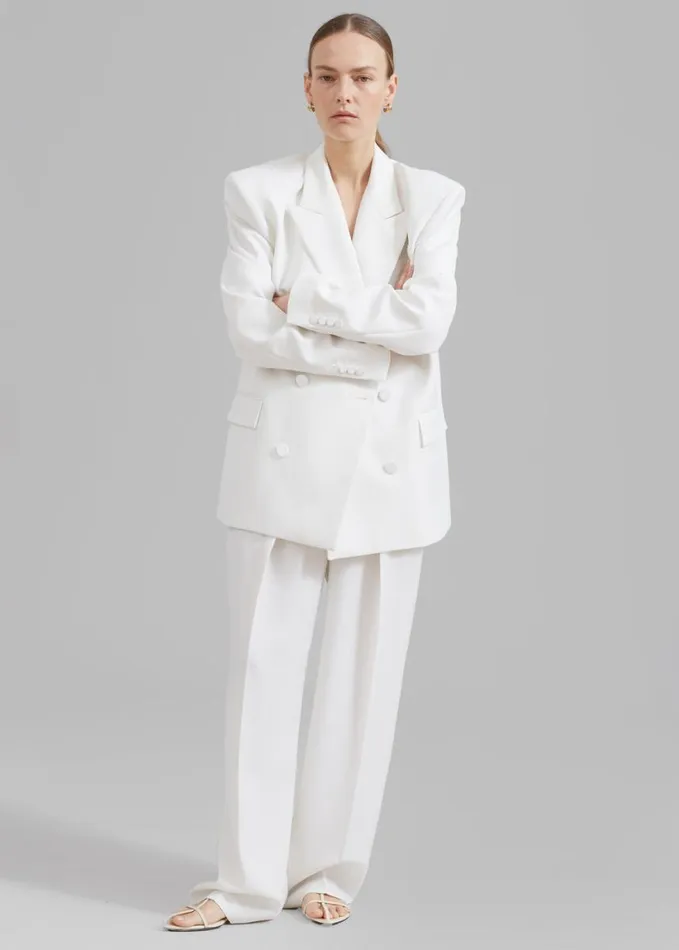 Clothing Women The Frankie Shop Zia Covered Buttons Blazer 8211 White