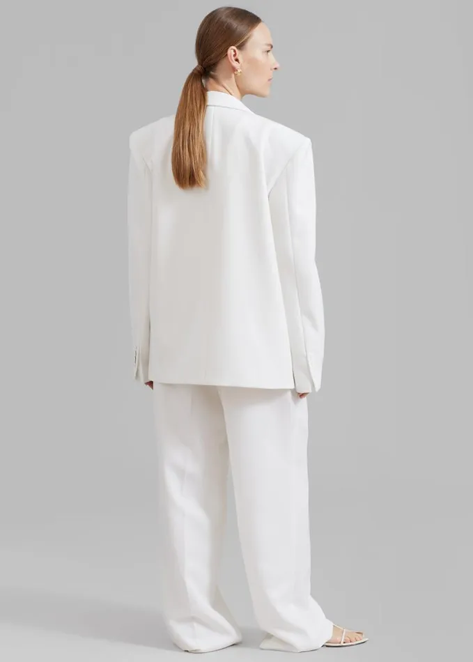 Clothing Women The Frankie Shop Zia Covered Buttons Blazer 8211 White
