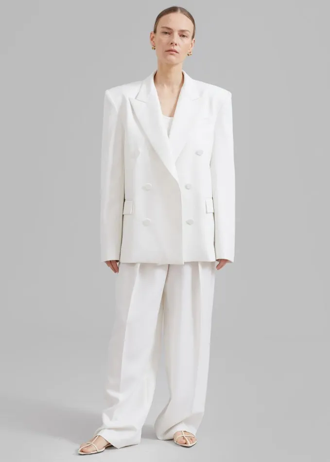 Clothing Women The Frankie Shop Zia Covered Buttons Blazer 8211 White