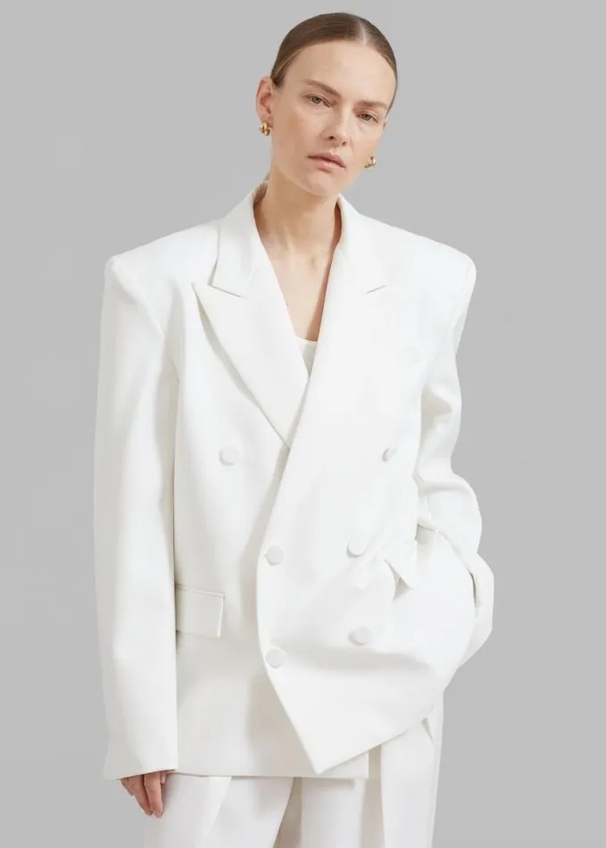 Clothing Women The Frankie Shop Zia Covered Buttons Blazer 8211 White