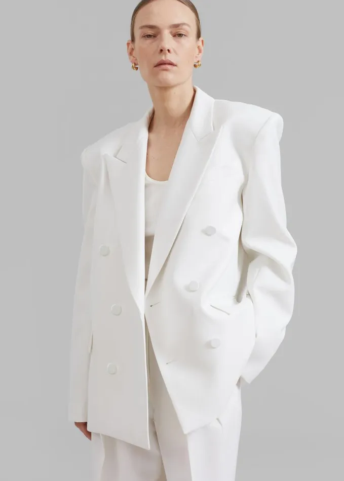Clothing Women The Frankie Shop Zia Covered Buttons Blazer 8211 White