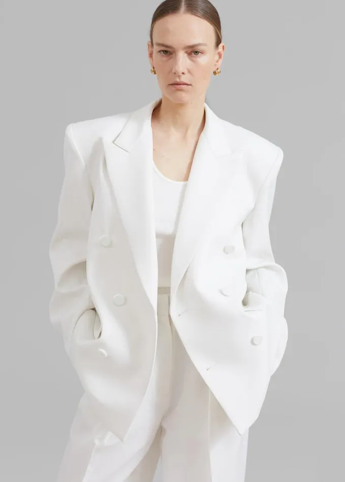 Clothing Women The Frankie Shop Zia Covered Buttons Blazer 8211 White