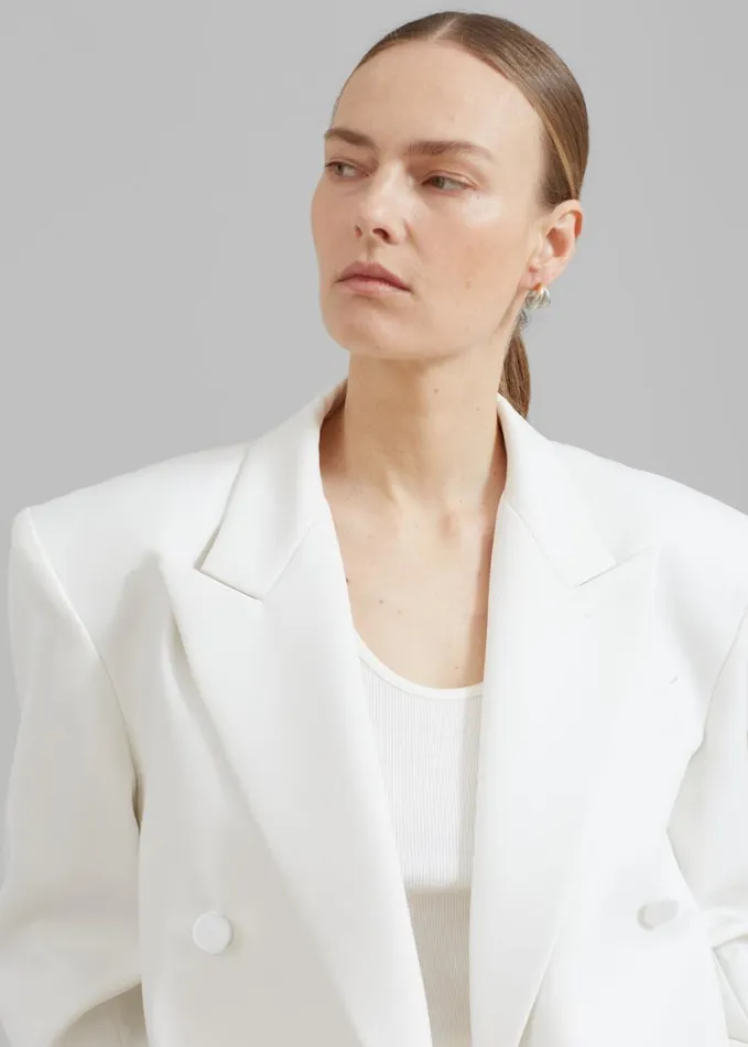 Clothing Women The Frankie Shop Zia Covered Buttons Blazer 8211 White