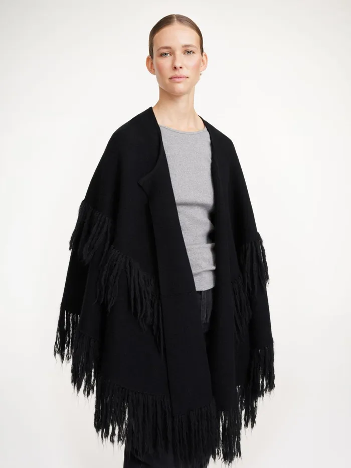 Coats and Jackets Women By Malene Birger Dixi Wool Poncho Black