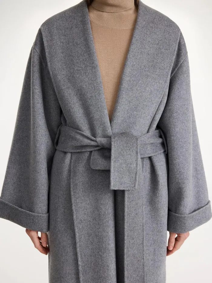 Coats and Jackets Women By Malene Birger Trullem Wool Coat Grey Melange