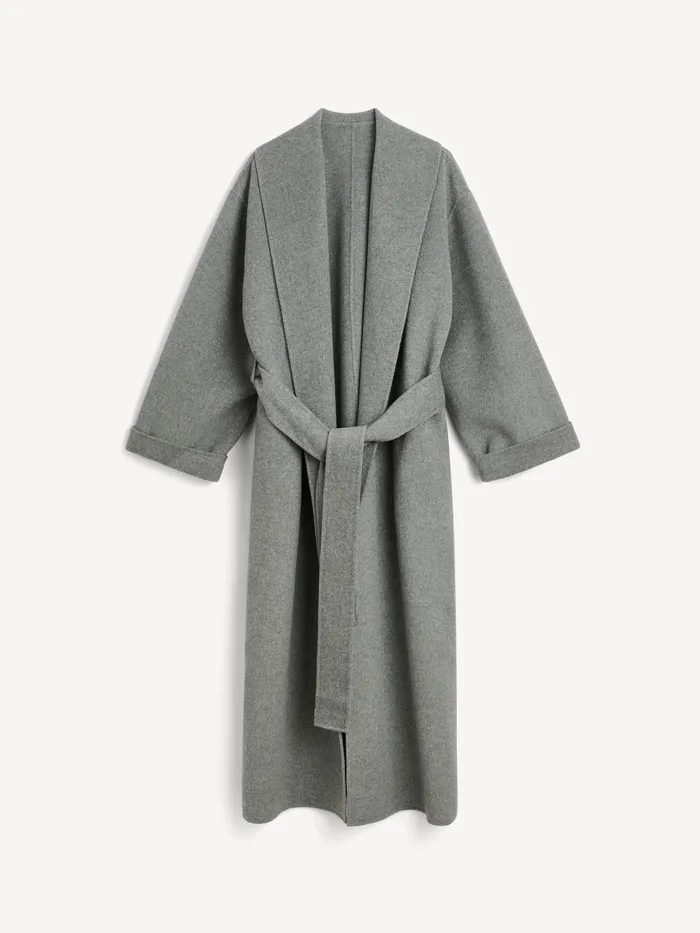 Coats and Jackets Women By Malene Birger Trullem Wool Coat Grey Melange