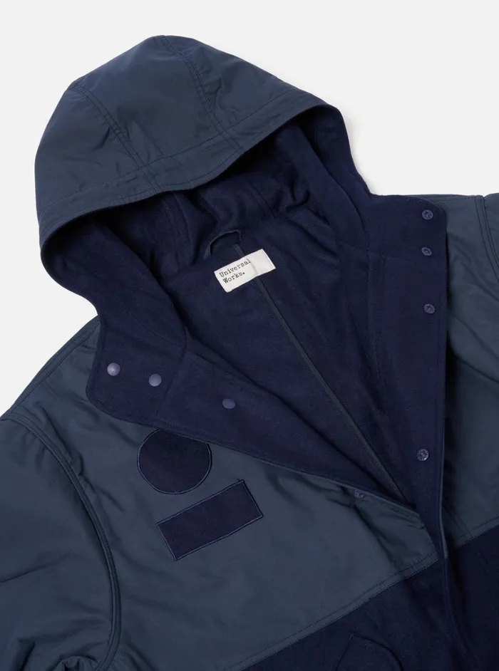 Coats and Outerwear Men Universal Works Universal Works Beach Parka Ii In Navy MeltonRecycled Polytech