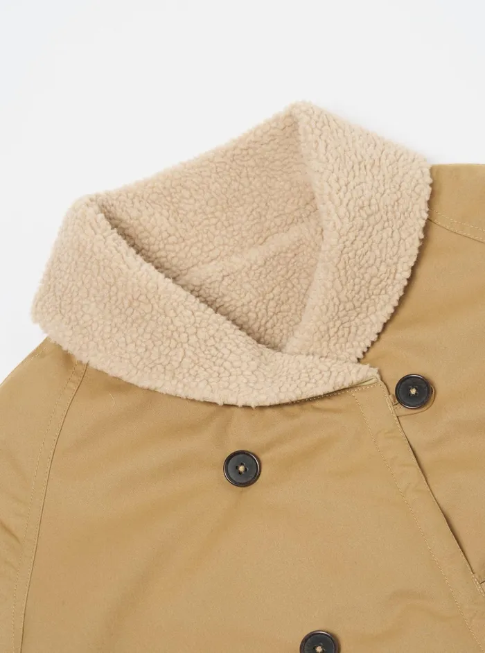Coats and Outerwear Men Universal Works Universal Works Reversible Mackinaw Jacket In Sand Brushed PolytechSherpa