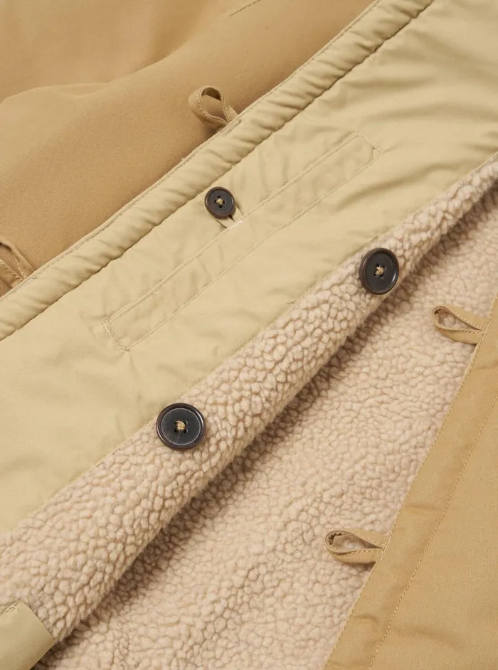 Coats and Outerwear Men Universal Works Universal Works Reversible Mackinaw Jacket In Sand Brushed PolytechSherpa