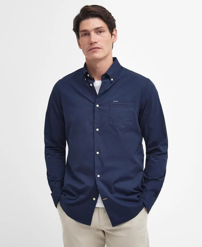Comfort Stretch LongSleeved Shirt Classic White Men Barbour Shirts