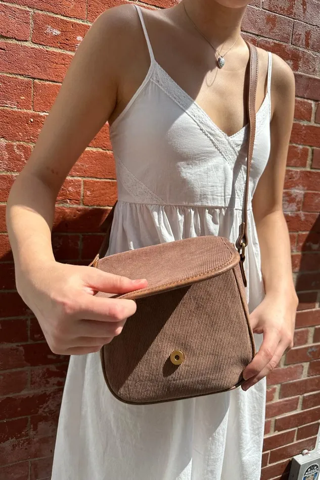 Corduroy Saddle Bag Brown Women Brandy Melville Bags and Backpacks