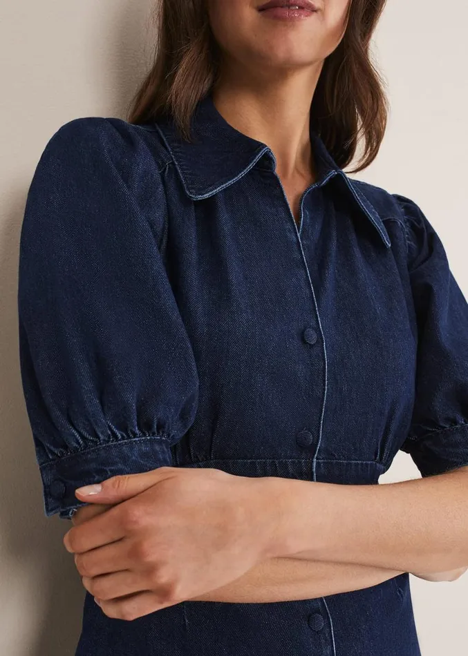 Cosette Denim Midaxi Dress Dark Indigo Women Phase Eight Dresses