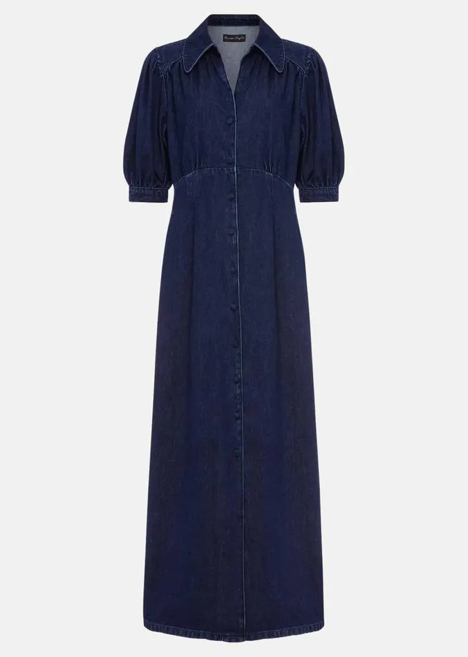 Cosette Denim Midaxi Dress Dark Indigo Women Phase Eight Dresses