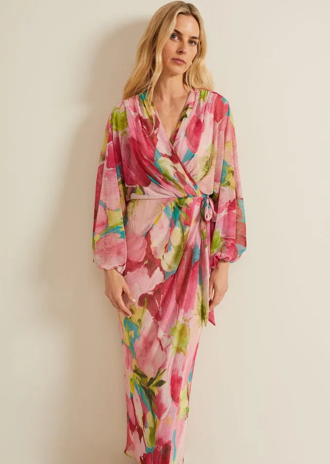 Cosmina Pleat Shimmer Maxi Dress Multicoloured Women Phase Eight Dresses