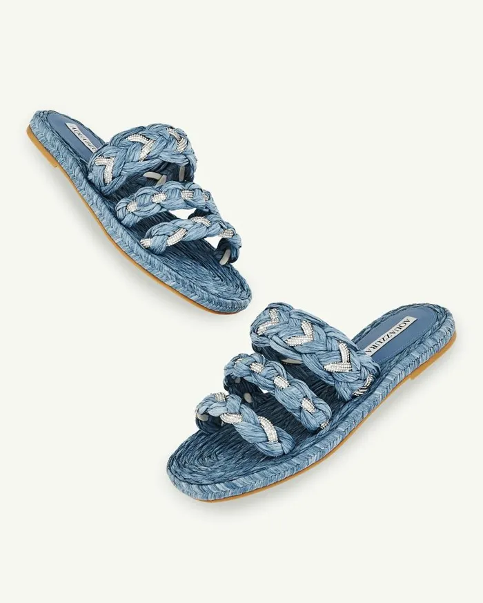 Costiera Espadrille Flat Blue Women Aquazzura Flats Costiera Espadrille Flat Blue Women Aquazzura Flats