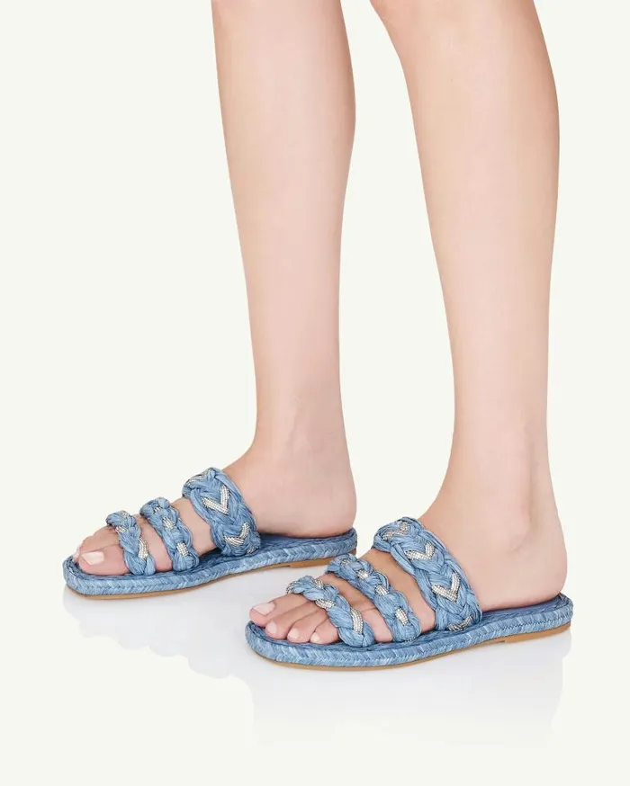 Costiera Espadrille Flat Blue Women Aquazzura Flats Costiera Espadrille Flat Blue Women Aquazzura Flats