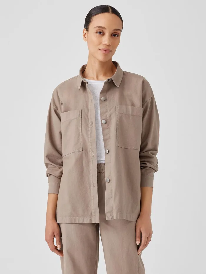 Cotton Hemp Stretch Shirt Jacket Briar Women Eileen Fisher Jackets Coats and Vests