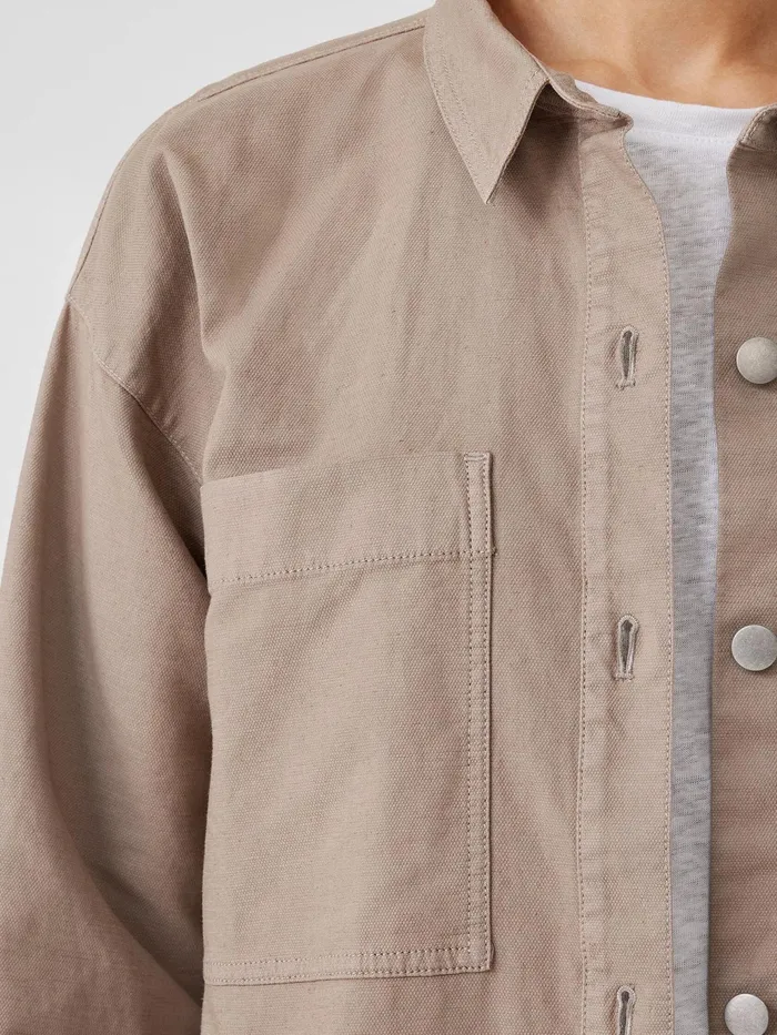 Cotton Hemp Stretch Shirt Jacket Briar Women Eileen Fisher Jackets Coats and Vests