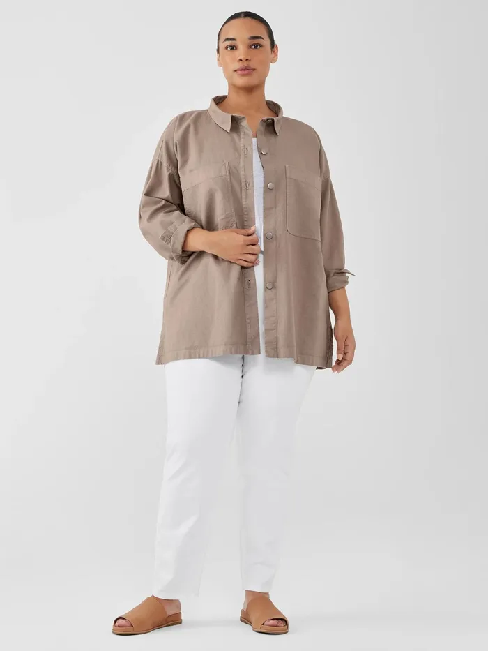 Cotton Hemp Stretch Shirt Jacket Briar Women Eileen Fisher Jackets Coats and Vests
