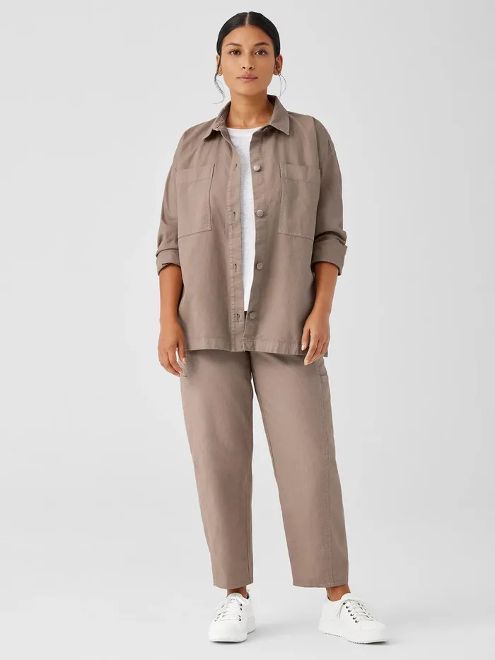 Cotton Hemp Stretch Shirt Jacket Briar Women Eileen Fisher Jackets Coats and Vests