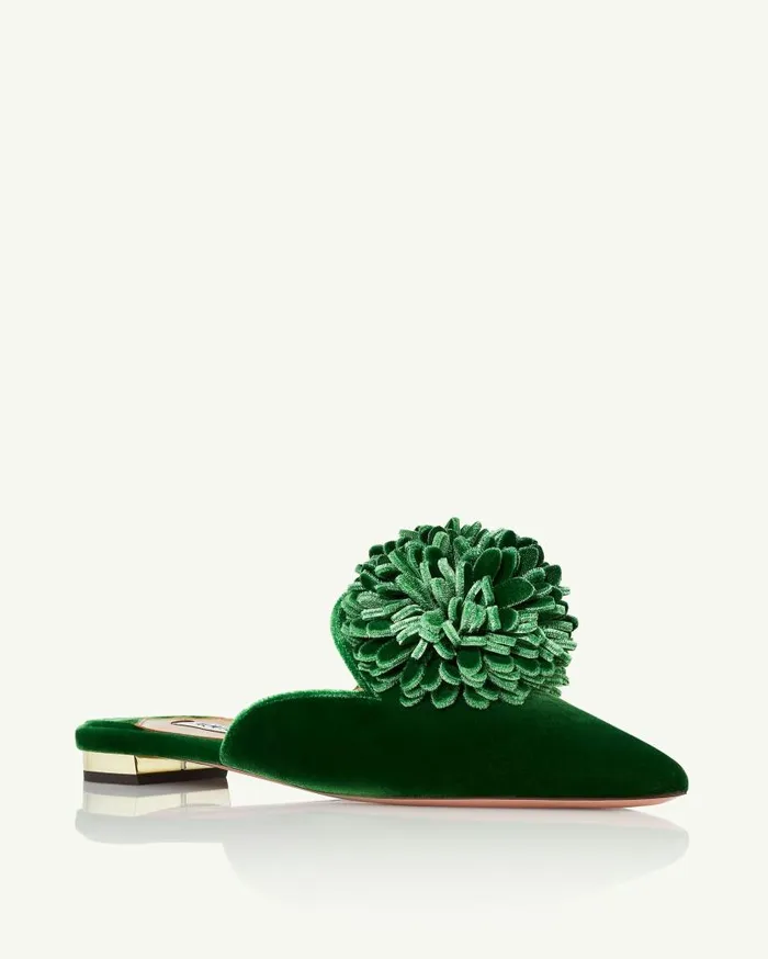Couturier Mule Flat Green Women Aquazzura Slides and Mules
