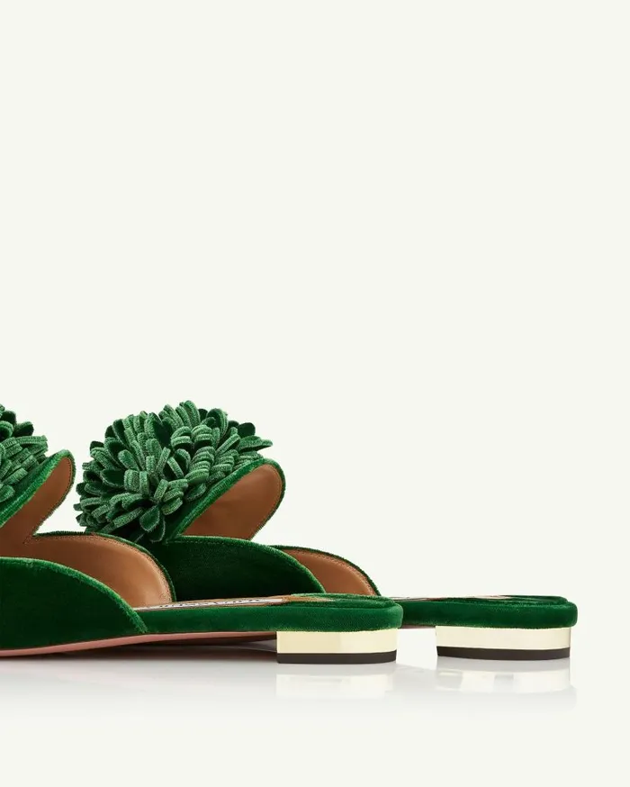Couturier Mule Flat Green Women Aquazzura Slides and Mules Couturier Mule Flat Green Women Aquazzura Slides and Mules