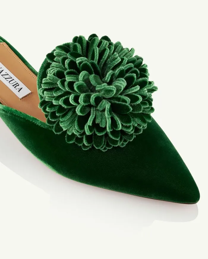 Couturier Mule Flat Green Women Aquazzura Slides and Mules Couturier Mule Flat Green Women Aquazzura Slides and Mules