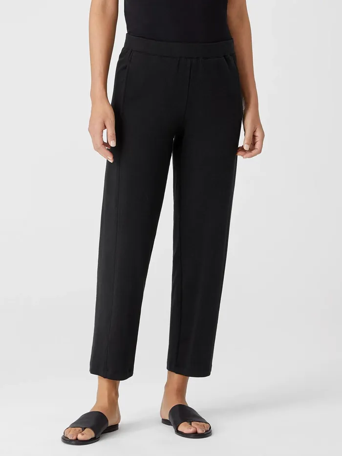 Cozy Brushed Terry Hug Lantern Pant Black Women Eileen Fisher Pants Shorts and Jumpsuits