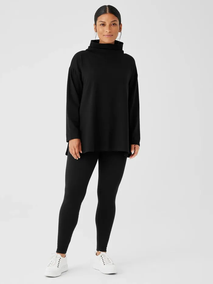 Cozy Brushed Terry Hug Leggings Black Women Eileen Fisher Pants Shorts and Jumpsuits