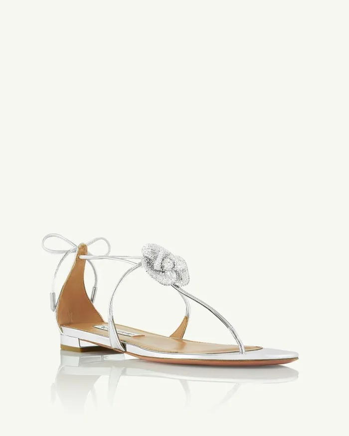 Crystal Orchid Sandal Flat Silver Women Aquazzura Flats