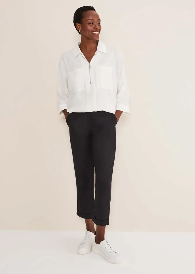 Cynthia Zip Front Shirt White Women Phase Eight Shirts and Blouses