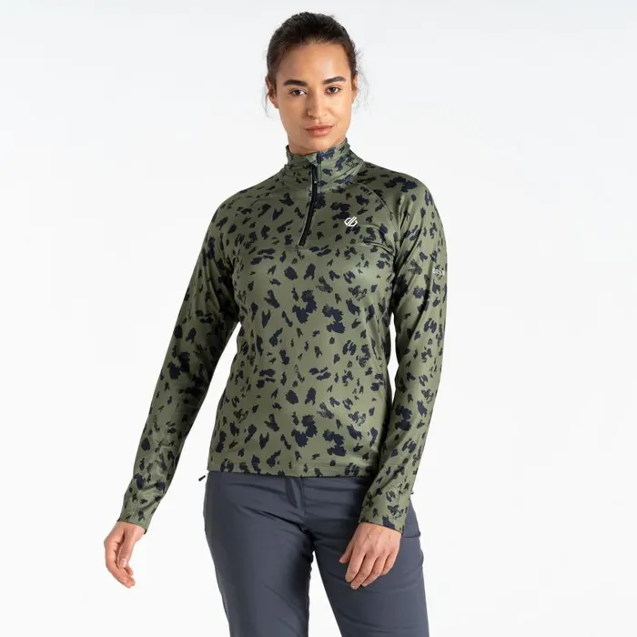 Dare 2b Divulge Lightweight Core Stretch Midlayer Olivine Green Dash Print Women Midlayers