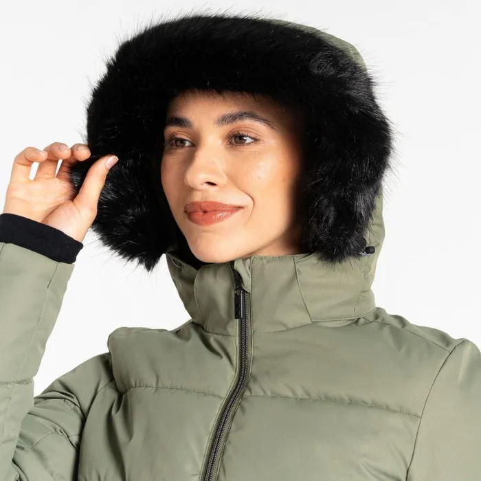 Dare 2b Glamourize V Baffled Ski Jacket Olivine Green Women Insulated Jackets