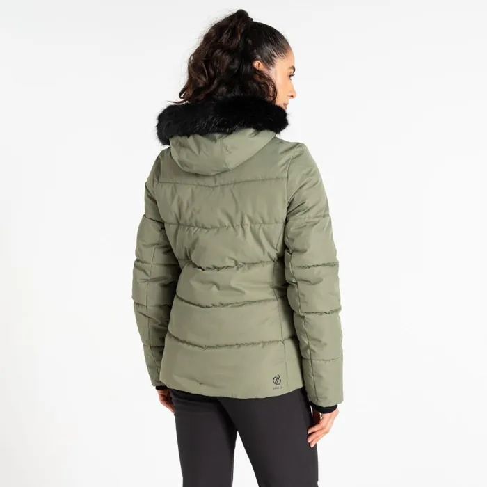 Dare 2b Glamourize V Baffled Ski Jacket Olivine Green Women Insulated Jackets
