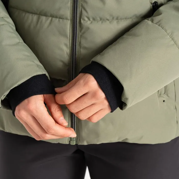 Dare 2b Glamourize V Baffled Ski Jacket Olivine Green Women Insulated Jackets