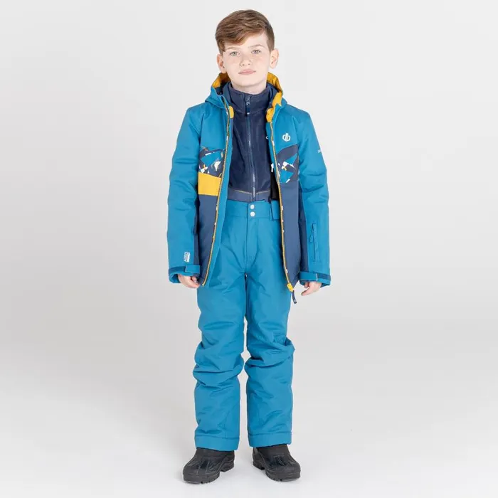 Dare 2b Humour Recycled Waterproof Ski Jacket Dark Denim Geometric Print Kids Waterproof Jackets