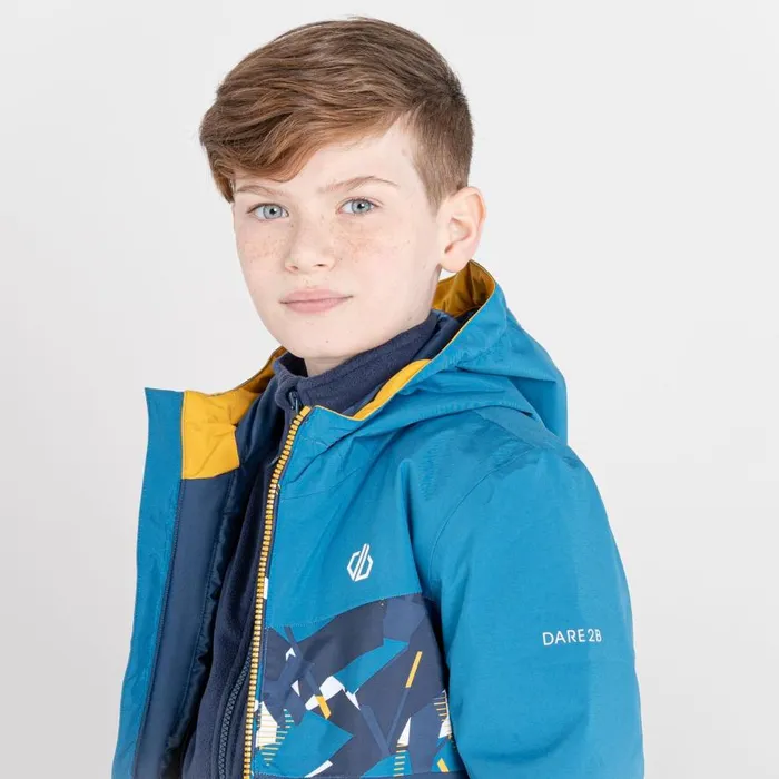 Dare 2b Humour Recycled Waterproof Ski Jacket Dark Denim Geometric Print Kids Waterproof Jackets