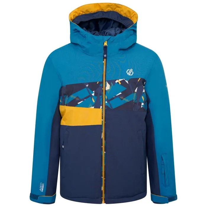 Dare 2b Humour Recycled Waterproof Ski Jacket Dark Denim Geometric Print Kids Waterproof Jackets