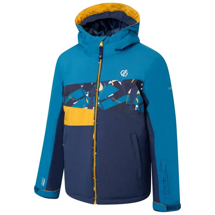 Dare 2b Humour Recycled Waterproof Ski Jacket Dark Denim Geometric Print Kids Waterproof Jackets