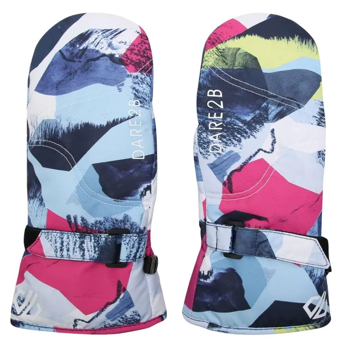 Dare 2b Jovial Mitts Quiet Blue Abstract Print Kids Ski Accessories