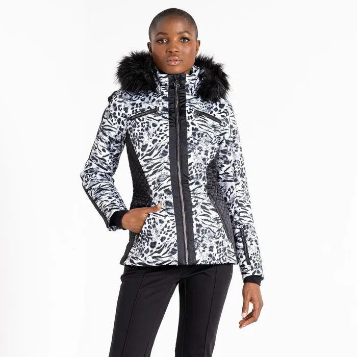 Dare 2b Julien Macdonald 8211 Mastery Ski Jacket White Animal Print Women Waterproof Jackets