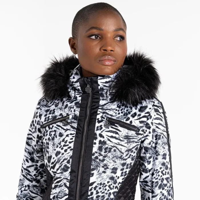 Dare 2b Julien Macdonald 8211 Mastery Ski Jacket White Animal Print Women Waterproof Jackets